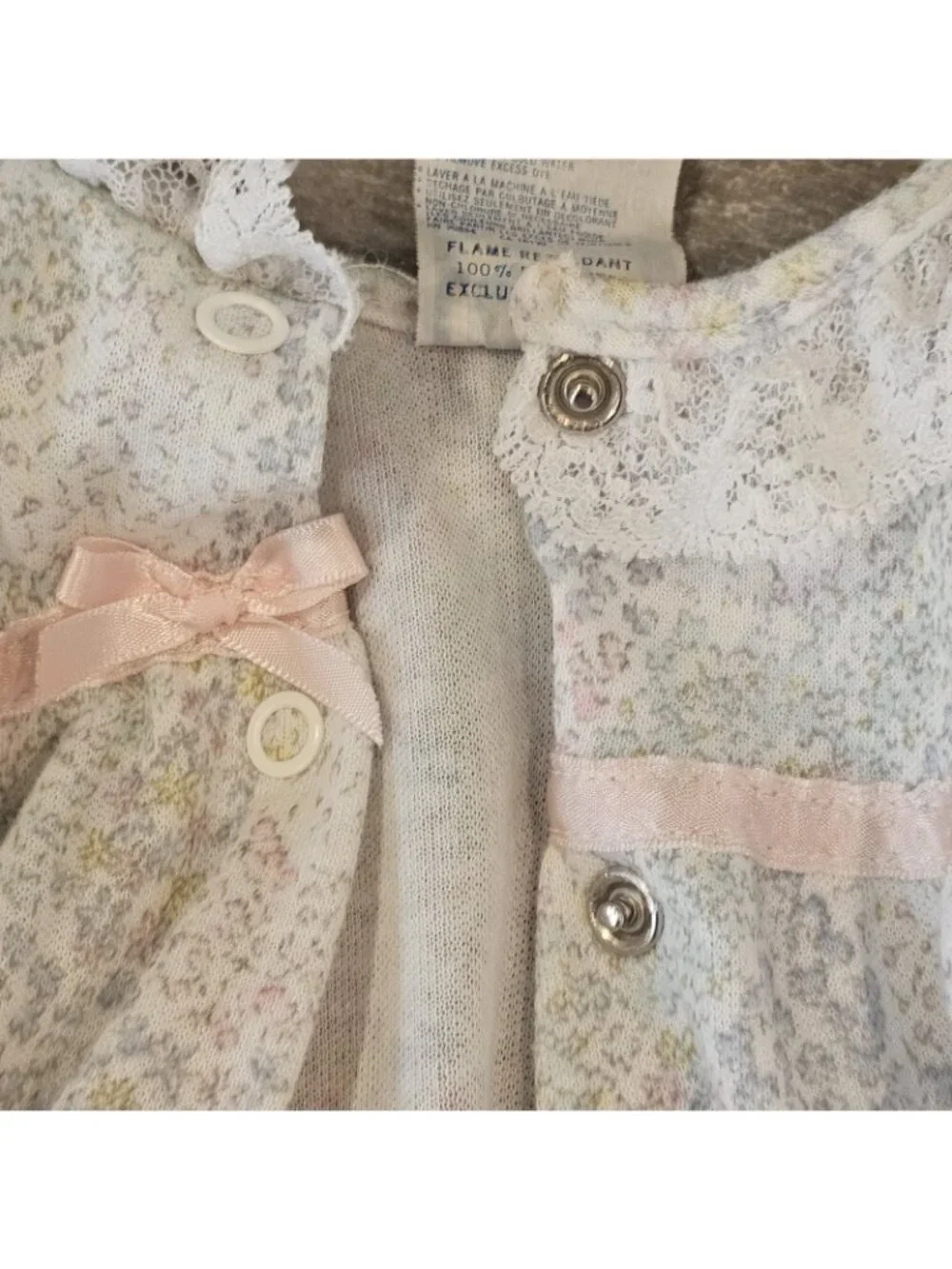 VTG Little Me Baby Girl Floral Footie Pajamas Outfit Sz 3 To 6 M Lace Ruffles